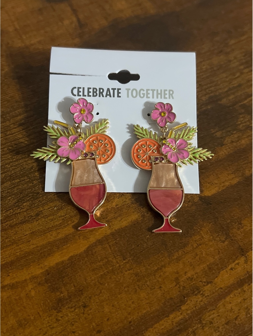 Celebrate Together Tropical Cocktail Dangle Earrings with En